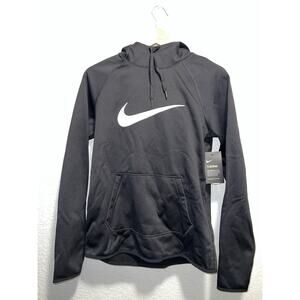 Nike Hoodie Mens S Black White Swoosh Therma Fit Training Shacket